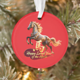 Ornamento Happy Lunar New Year Majestic Golden Horse 