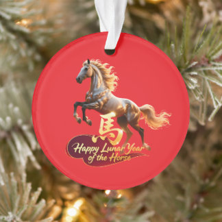 Ornamento Happy Lunar New Year Majestic Golden Horse