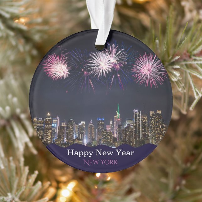 Ornamento Happy New Year New York Customizable Ornament  (Árvore)