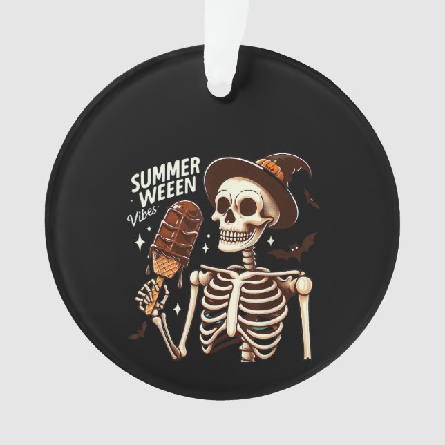 Ornamento Happy Summerween Vibes Skeleton IceCream Summer Ha (Frente)