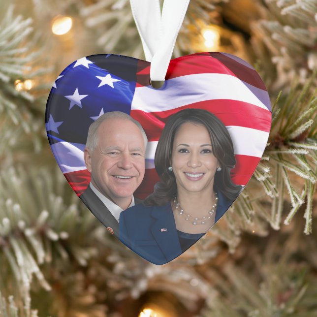 Ornamento Harris Waltz Foto 2024 - Kamala Harris Tim Waltz (Árvore)