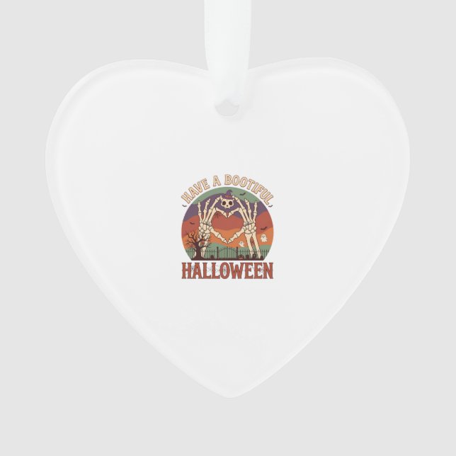 Ornamento Have Bootiful Halloween Skeleton Hands Cat Skull W (Frente)