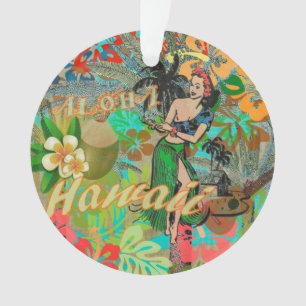 Ornamento Hawaii Flower Hula Vintage - Gráfico Floral