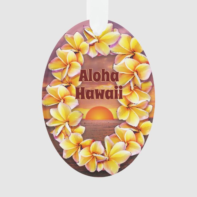 Ornamento Hawai'i Lei com Aloha Acrylic (Frente)