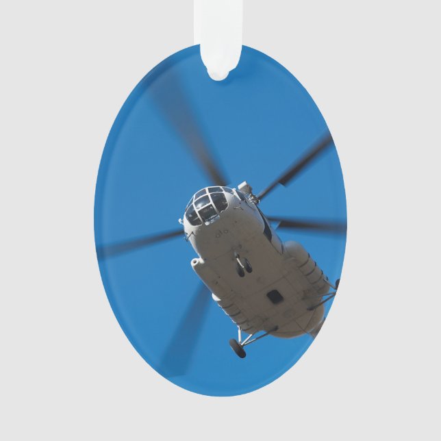 Ornamento Helicóptero que paira no céu azul (Frente)