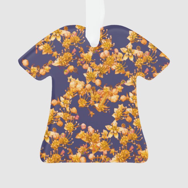 Ornamento hidrangea laranja e marinho (Frente)