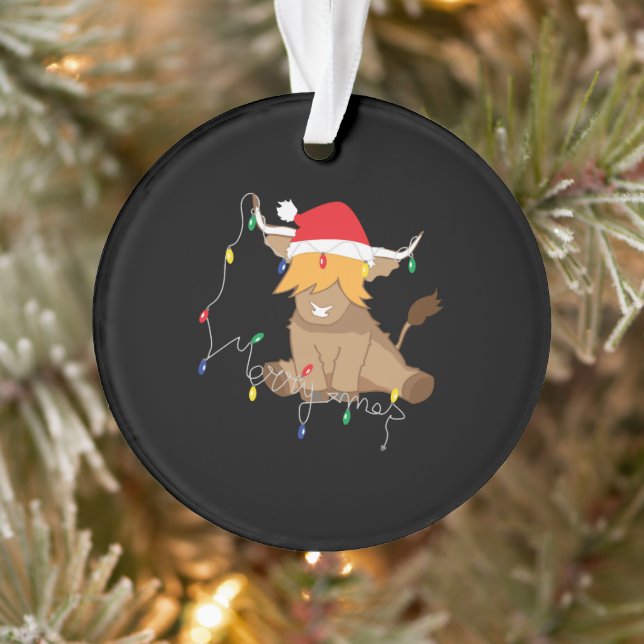 Ornamento Highland cow christmas lights (Árvore)