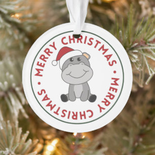Ornamento Hippo Feliz Natal Animais de inverno Hippos Orname