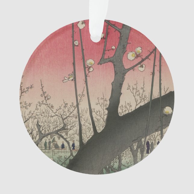 Ornamento Hiroshige Plum Estate Kameido: Japonês Vintage (Frente)