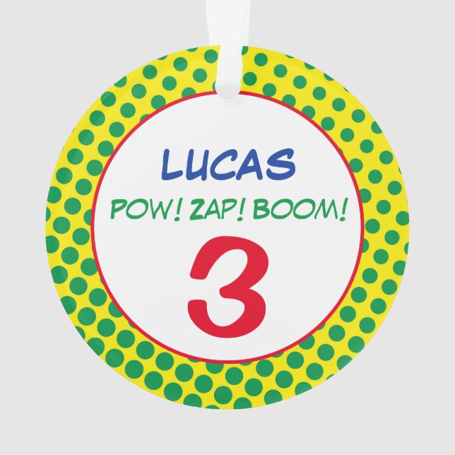 Ornamento História em quadrinhos Superherói Pontos FOTO Aniv (Verso)