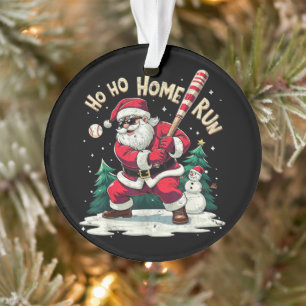 Ornamento Ho Ho Home Run Natal Antigo Papai Noel Jogando Bei