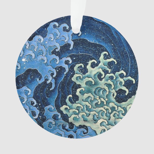 Ornamento Hokusai Feminine Wave Vintage Ocean (Frente)