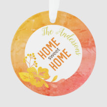 Home Sweet Home Modern Floral Chic Orange Yellow