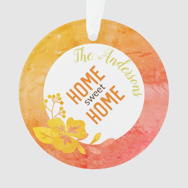 Ornamento Home Sweet Home Modern Floral Chic Orange Yellow (Frente)