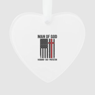 Ornamento Homem de Deus Cruz Patriótica Camisa Cristã Design