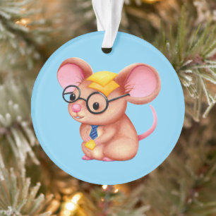 Ornamento Homem Queijo Peludo Negócios Rato Gravata Óculos N