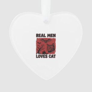Ornamento Homens de Verdade Amam Camiseta Vintage de Gato de