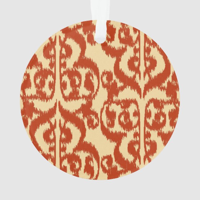 Ornamento Ikat Moorish Damask - Laranja mandarina (Verso)