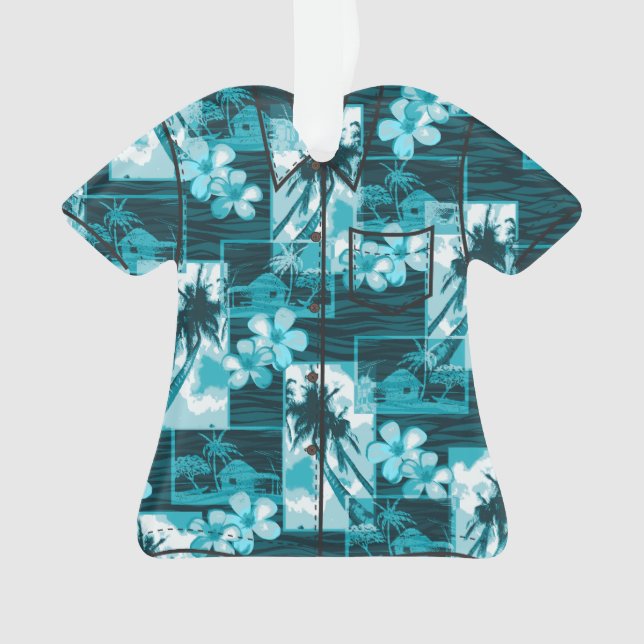 Ornamento Ilha Niihau Plumeria Havaiana Camisa Aloha (Frente)