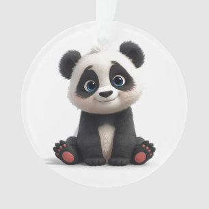 Ornamento Ilustração de Arte de Panda Sentado em Cartoon