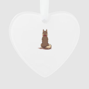 Ornamento Ilustração de cachorro Husky vista traseira vintag