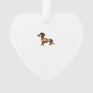 Ornamento Ilustração de Dachshund de Suéter Vintage Colorido