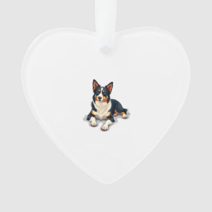 Ornamento Ilustração de retrato de Border Collie tricolor vi