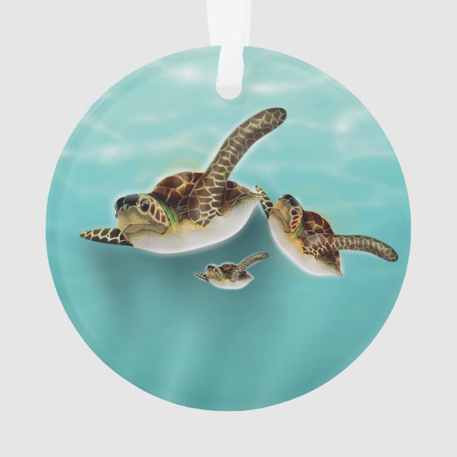 Ornamento Ilustração de Tartarugas Marinhas (Verso)