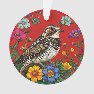 Ornamento Ilustração Detalhada de um Pássaro Tordo