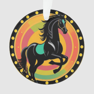 Ornamento Ilustração Estilizada de um Cavalo Preto