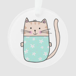 Ornamento Ilustração floral de gato fofo para crianças