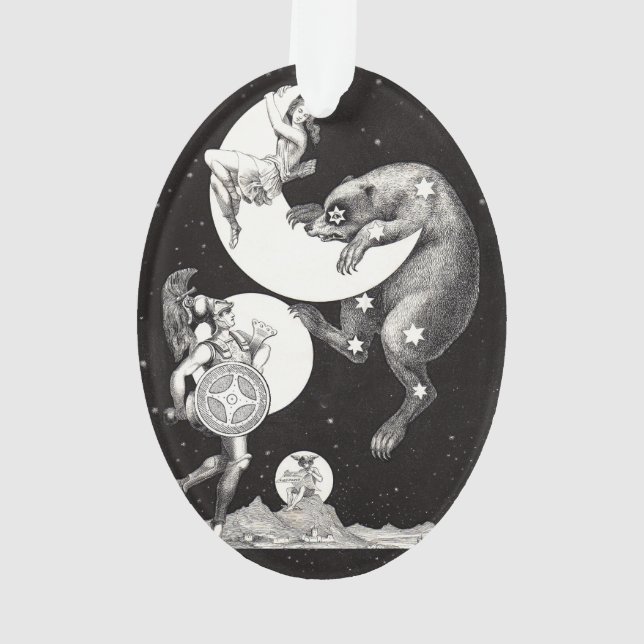 Ornamento Ilustração Noturna do Deus do Universo da Lua Cele (Verso)