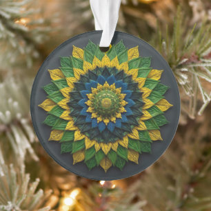 Ornamento Imperial Solar Leaf Mandala Luxury Keychain - Emer