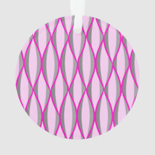 Ornamento Impressão de Fita do Século de Médio - rosa e c