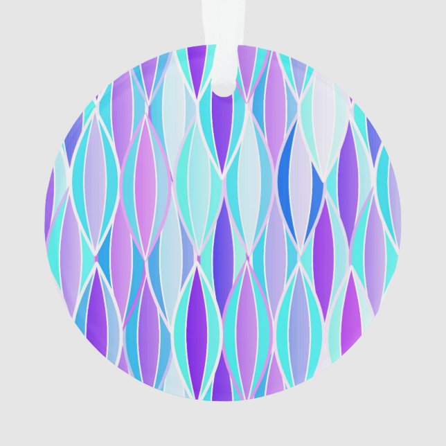 Ornamento Impressão de fita do século médio - violeta e aqua (Verso)