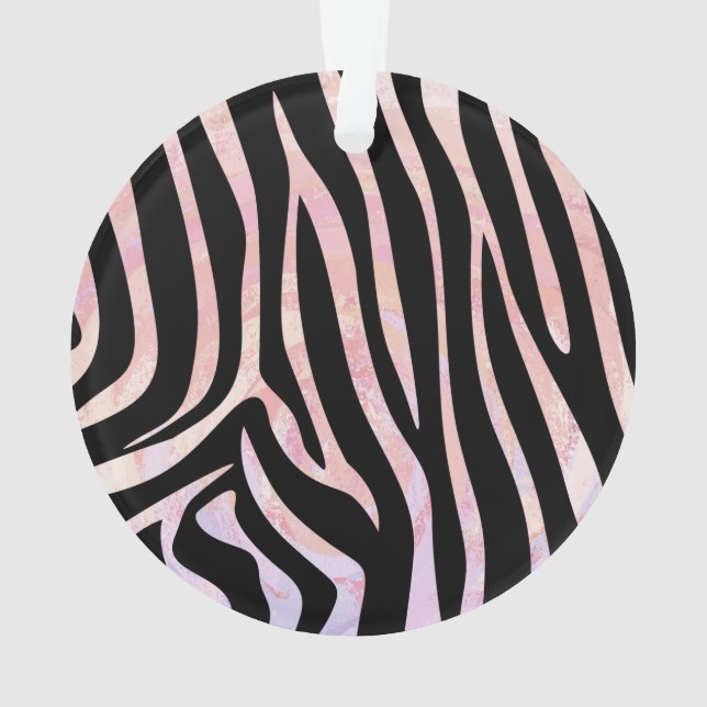 Ornamento Impressão de Zebra Preta e Rosa (Verso)