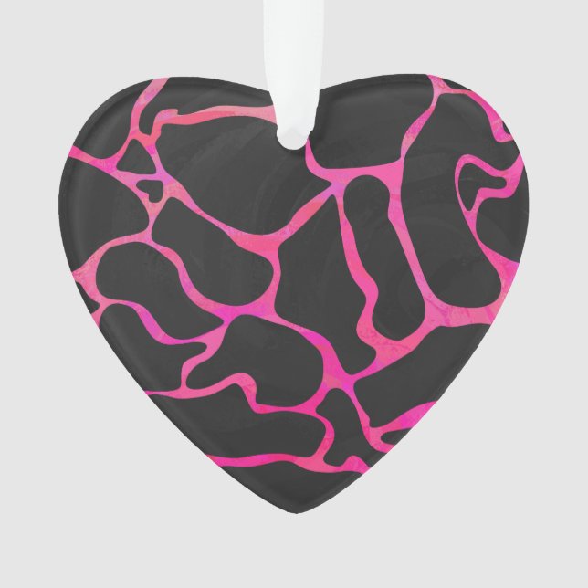 Ornamento Impressão Girafa Rosa Choque e Preto (Frente)