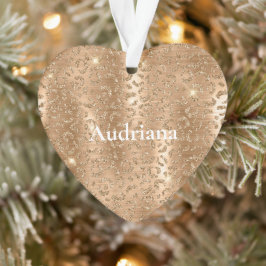 Ornamento Impressão Leopardo com Glitter Dourada