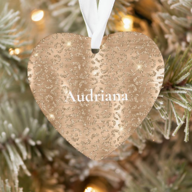 Ornamento Impressão Leopardo com Glitter Dourada (Árvore)