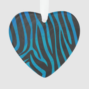 Ornamento Impressão preto e azul da zebra