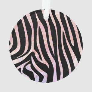 Ornamento Impressão preto e cor-de-rosa da zebra