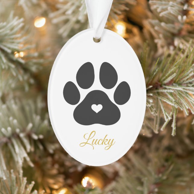 Ornamento Imprimir Pet Paw Foto Personalizada Do Nome De Pet (Árvore)