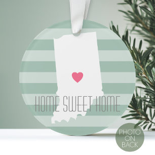 Ornamento Indiana Home State Love with Custom Heart