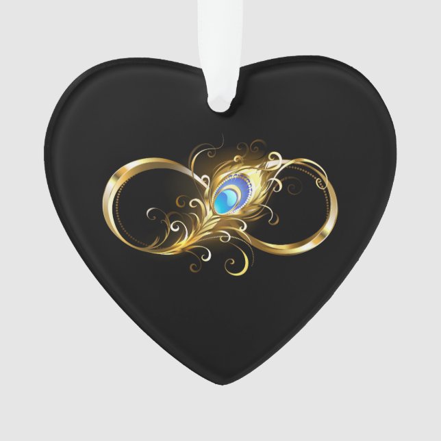 Ornamento Infinidade com a pena Pavão de Ouro (Frente)