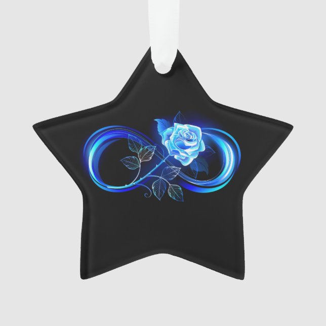 Ornamento Infinito brilhante com rosa azul (Frente)