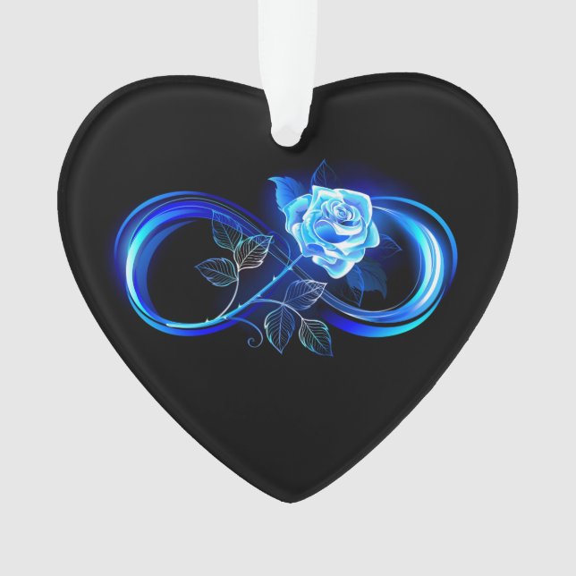Ornamento Infinito brilhante com rosa azul (Frente)