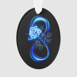 Ornamento Infinito brilhante com rosa azul