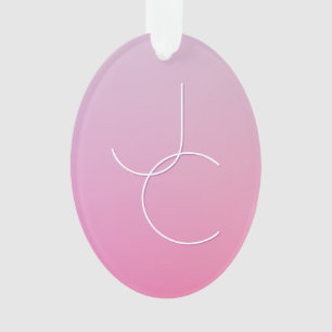 Ornamento Iniciais Sobrepostas Modernas 2 Pink Ombre