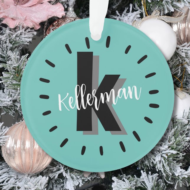 Ornamento Inicial de Monograma Personalizado (Cute Circle Script Monogram Initial Ornament)