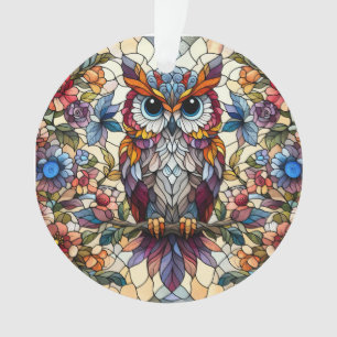 Ornamento Inspirado em Vitral de Coruja 